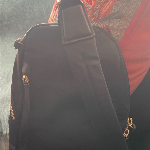 Tumi Black Nylon Sling Bag with Gold Zippers - Picture 3 of 5